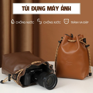 Túi Đựng Máy Ảnh Da Sang Trọng Kèm Dây Đeo Chéo, Túi Chống Sốc Cho Máy Ảnh Mirrorless Fuji XS10, Canon R50, Nikon Z30