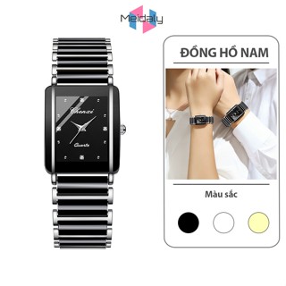 Đồng hồ nam nữ Chenxi mặt vuông đính đá cao cấp thời trang, đồng hồ cặp cao cấp bảo hành 1 năm