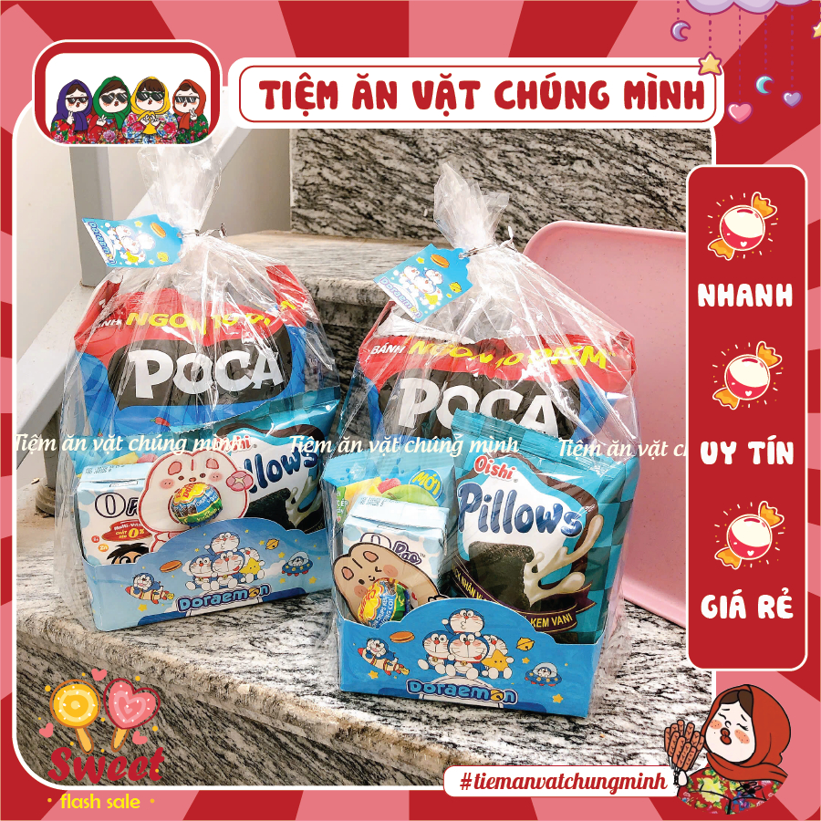 Túi Bánh Kẹo Màu Xanh Dương / Thế Giới Đồ Ăn Vặt Màu Xanh, , Concept Trang Trí Giỏ Quà Bánh Kẹo