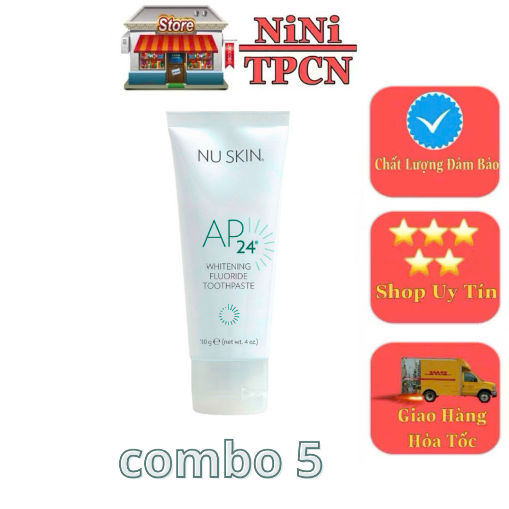 combo 5 Kem đánh răng trắng sáng AP24 Nuskin Whitening Flouride Toothpast