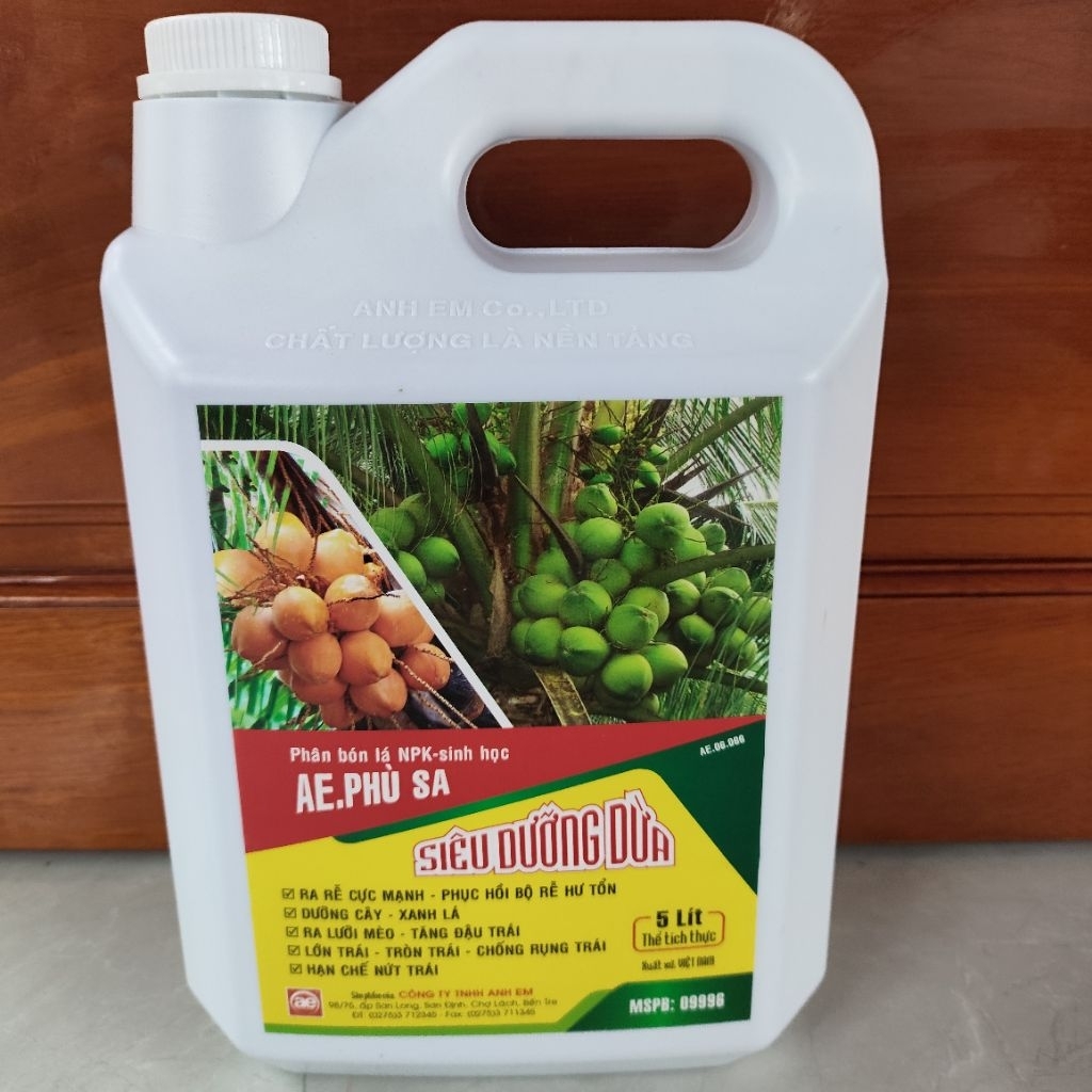 Can Siêu Dưỡng Dừa AE phù sa, phục hồi cây suy và sau thu hoạch,  5lít cho 300-400 lít nước