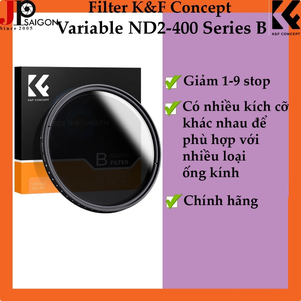 Kính lọc Filter K&F Concept Variable ND2-400 Series B, Chính hãng