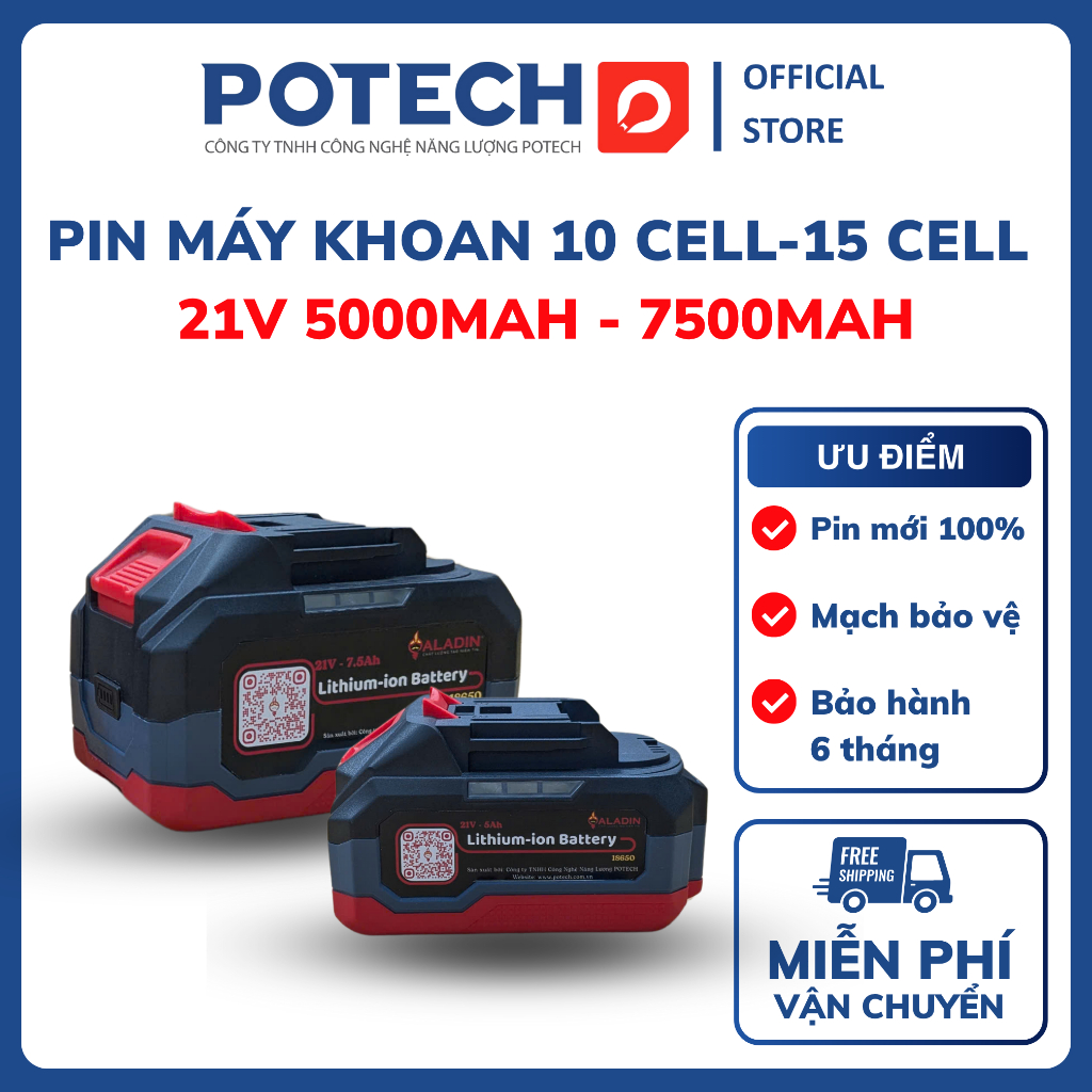 [HÀNG LOẠI A] Pin máy khoan, pin 21V Aladin chân pin phổ thông M21 Makita, pin Aladin 10cell 15cell 