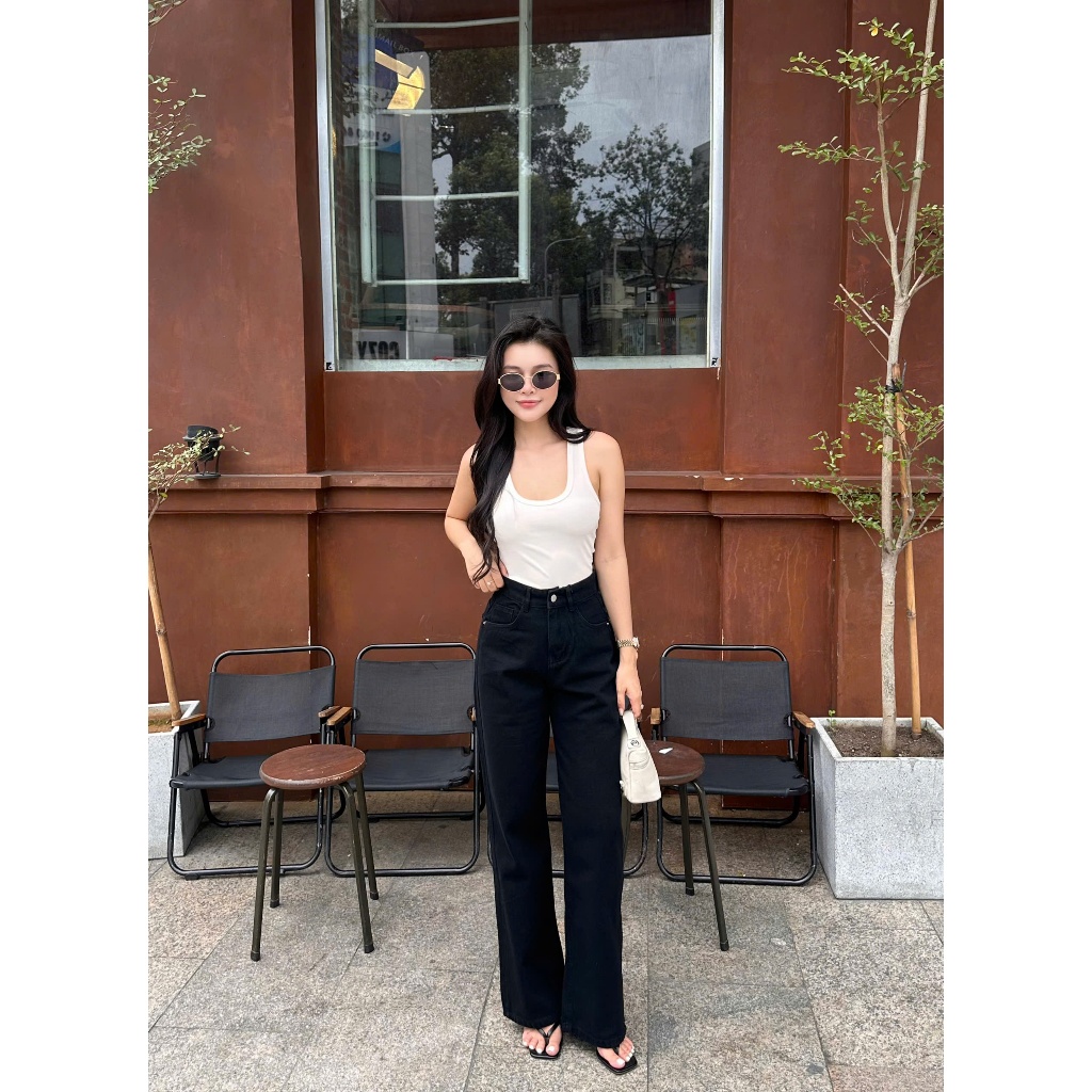 THE QUẠO - Quần Jean Nữ Lưng Cao Ống Suông Nhiều Màu Basic ( Dài 95cm - 100cm - 105cm) R1604_419 | BigBuy360 - bigbuy360.vn