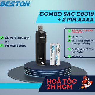 Bộ 2 Pin Sạc AAAA Beston 400mah và Máy Sạc Đơn C8018 bút cảm ứng, bút trình chiếu