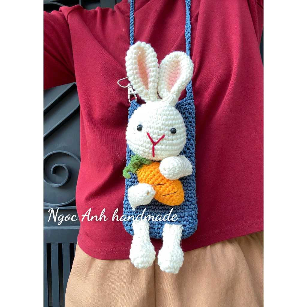 Túi len điện thoại thời trang moc len handmade