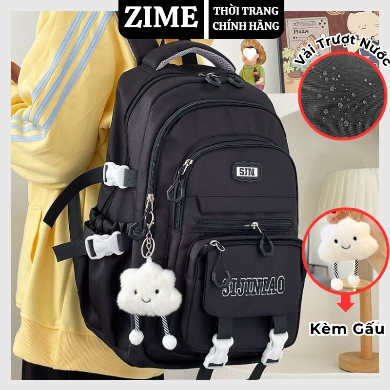 Balo đi học unisex kèm gấu nhiều ngăn chống nước