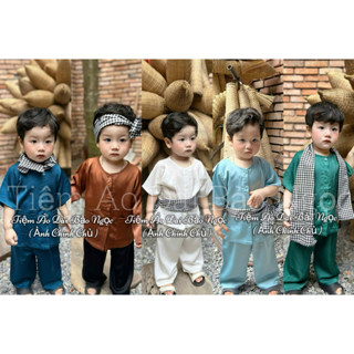 Kèm Khăn Rằn Đồ Đôi Cho Bé Dịp Lễ Hội Tết Trung Thu/ Bộ Bà Ba Bé Trai Bé Gái (Ảnh Chính Chủ)