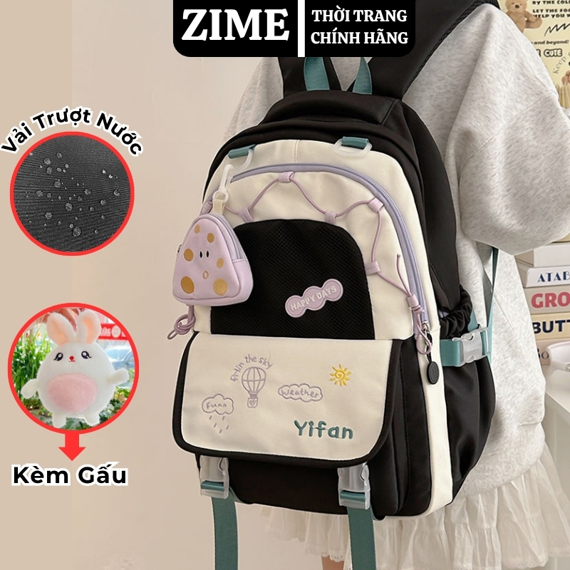 Balo nữ đi học ZIME Cặp đi học nam nữ thời trang ulzzang Ba lô nữ đi học nhiều ngăn chống nước đựng laptop 15 inh