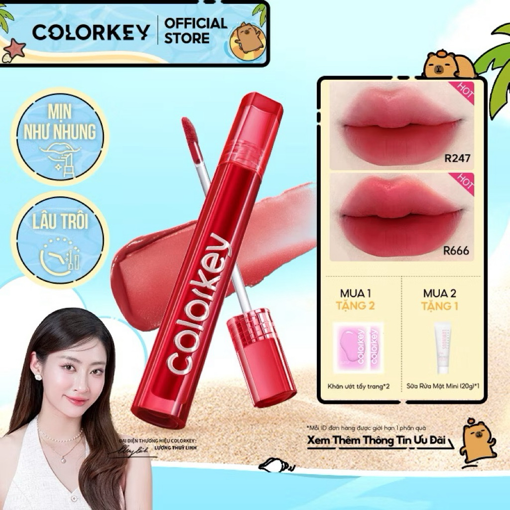 [Pass R608] Son Kem Lì Velvet COLORKEY, Mịn Nhẹ, Lên Màu Chuẩn, Không Lem 3g