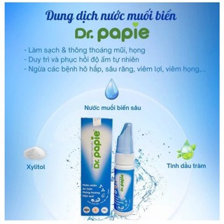  Dung dịch nước muối biển sâu Dr.Papie xịt mũi cho bé và vệ sinh mũi miệng chai 70ml 