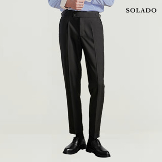  Quần âu nam cạp cao Sidetab 2 khuy baggy suông đen quần âu nam hàn quốc lưng cao công sở cao cấp SOLADO QCC 