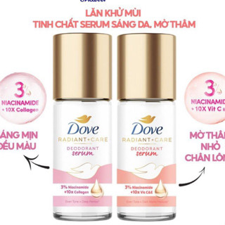 Lăn Khử Mùi Dưỡng Da Sáng Mịn, Đều Màu Dove Radiant + Care Deodorant Serum 3% Niacinamide + 10X Collagen 45ml