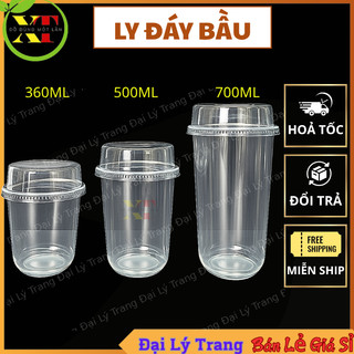    SET 50   Ly Nhựa Đáy Bầu PP Loại Dày Đựng Trà Sữa  Sinh Tố  Cafe   KÈM NẮP   