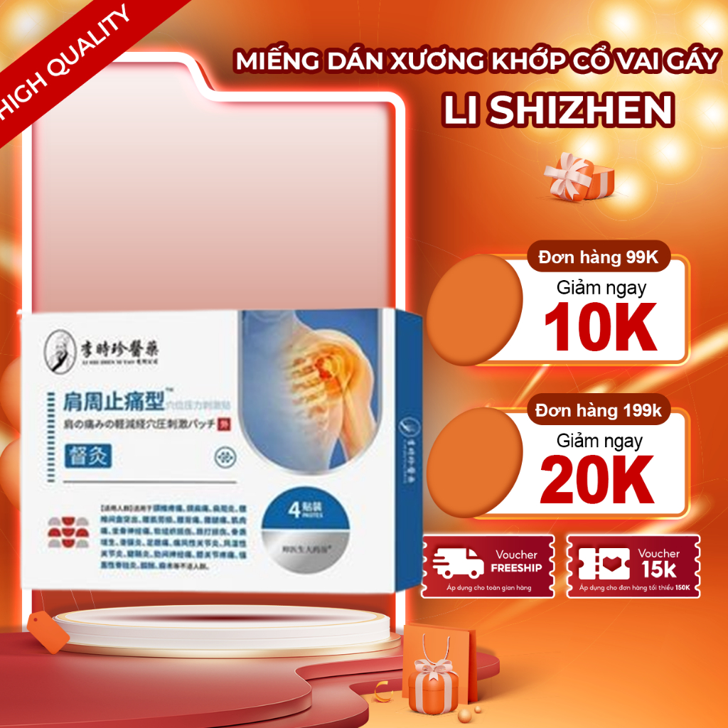 Miếng Dán Xương Khớp Cổ Vai Gáy LI SHIZHEN – Dán Li Shizhen Làm Dịu và Mang Lại Sự Dễ Chịu Xương Khớ