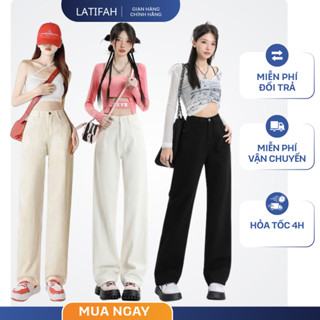 Quần Suông Kaki Nữ trơn Cạp Cao LATIFAH ống rộng dáng suông đứng QD045 ulzzang phong cách hàn quốc