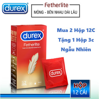  Tặng 1 Hộp 3 Cái  Bao Cao Su Durex Fetherlite Siêu Mỏng BCS Nhiều Gel Bôi Trơn Hộp 12C Size 52mm 