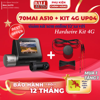  <Combo> Bộ camera hành trình 70mai A510 kèm bộ dây kít 4G UP04 Điều khiển giám sát từ xa 3K HDR GPS 