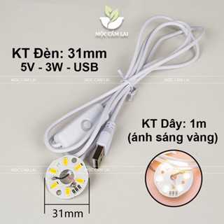  Đèn LED tròn 5V-31mm dây USB 1m Ánh Sáng Vàng Dùng Làm Đèn Trang Trí Đèn Tiểu Cảnh 