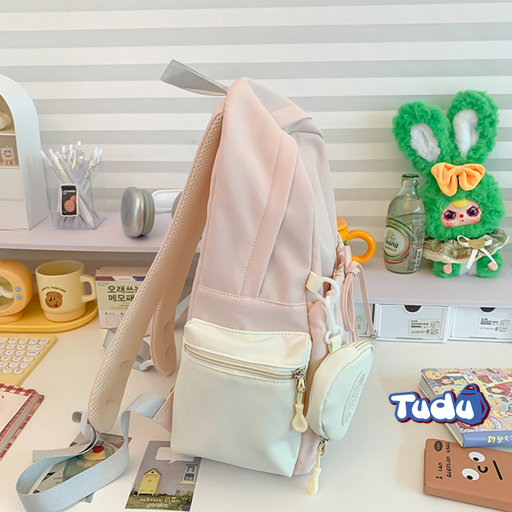 Balo nữ đẹp Tudu Phong cách thời trang Hàn Quốc đơn giản màu trơn, Ba Lô Đi Học vải chống nước CN014 | BigBuy360 - bigbuy360.vn
