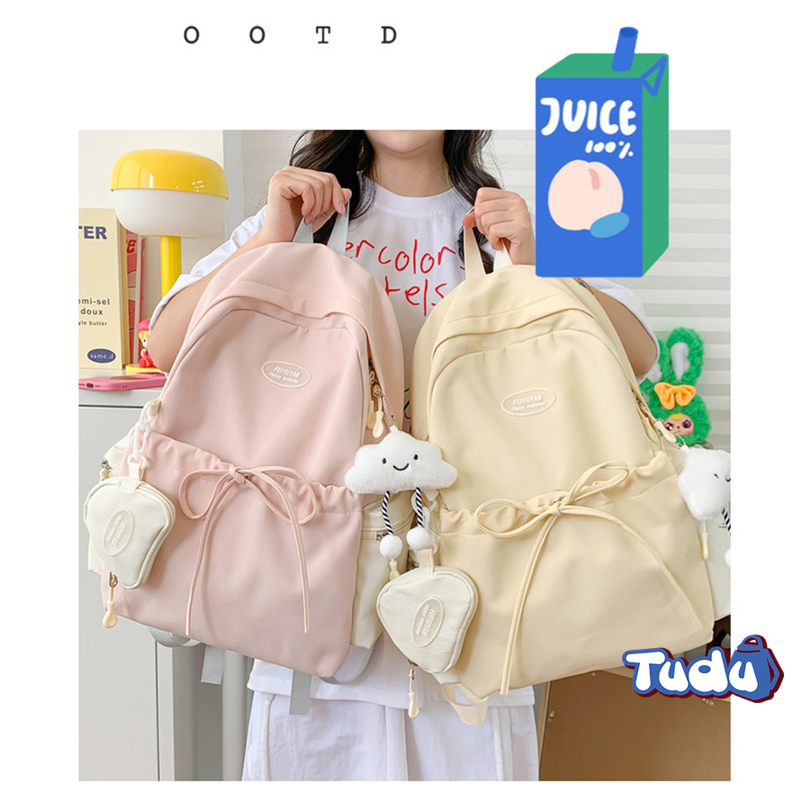 Balo nữ đẹp Tudu Phong cách thời trang Hàn Quốc đơn giản màu trơn, Ba Lô Đi Học vải chống nước CN014 | BigBuy360 - bigbuy360.vn