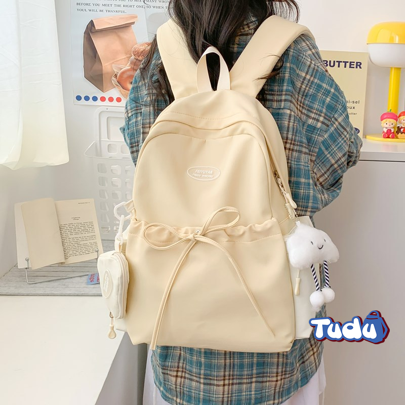 Balo nữ đẹp Tudu Phong cách thời trang Hàn Quốc đơn giản màu trơn, Ba Lô Đi Học vải chống nước CN014 | BigBuy360 - bigbuy360.vn