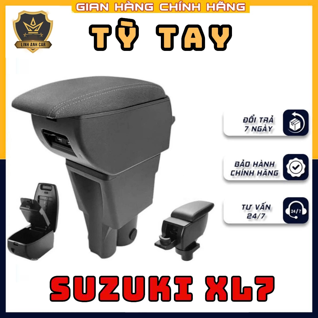 Tỳ tay XL7 -Bệ tỳ tay XL7 TÍCH HỢP CỔNG SẠC TIỆN LỢI, BỆ TAY XL7 NHỰA CAO CẤP BỌC DA PU