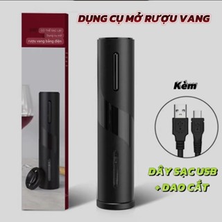Máy Mở Nắp Rượu Vang Đỏ Dây Sạc Đi Kèm, Dụng Cụ Khui Nắp Rượu Vang Điện Tử Tự Động Đa Năng