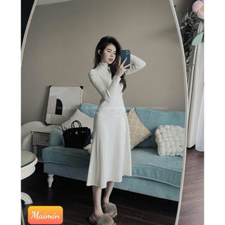 Váy len giọt lệ cổ 3p hàng QC
