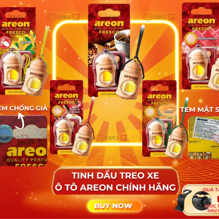 Tinh Dầu Treo Xe ô Tô AREON.Tinh Dầu AREON Nước Hoa Khử Mùi Xe Hơi 8ml Nhập Khẩu Bulgaria [PLX88]