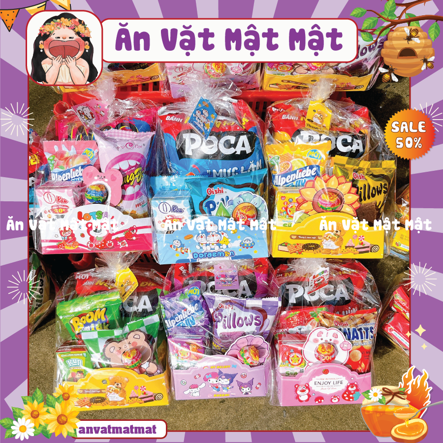 Túi Bánh Kẹo 6 màu Xinh Ngon Mix Theo Tone Màu, Tặng Quà, Sinh Nhật Người Yêu, Các Bé Siêu Dễ Thương