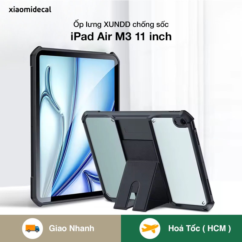 Ốp lưng XUNDD iPad Air M3 11 inch viền TPU chống sốc, mặt lưng có chân chống