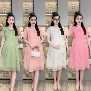 [ ẢNH THẬT ] ( 40 - 75kg ) Đầm Bầu - Váy Bầu Mùa Hè Dáng Dài Qua Gối Thiết Kế Hoa Nhí Siêu Xinh Mẫu Mới Thời Trang