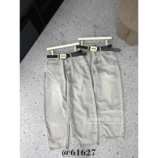 Quần jeans baggy nữ xám bạc kèm đai cạp cao cá tính hàng QCl1