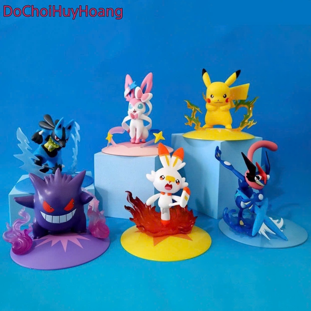Mô hình tượng Pokemon Pikachu Gengar Lucario Ash Greninja Sylveon Hibani 9-10cm