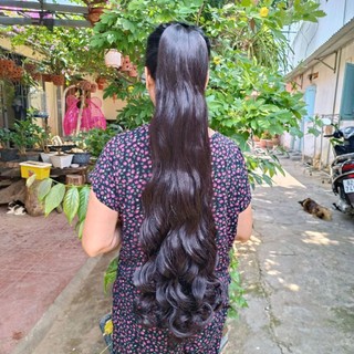 Tóc giả ngoặm xoăn dài 75cm hình thật