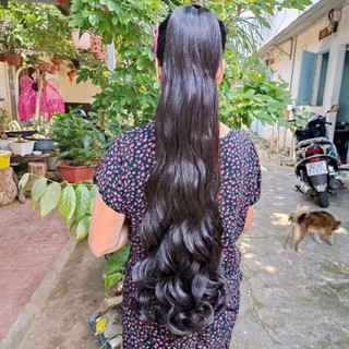 Tóc giả ngoặm xoăn dài 75cm hình thật