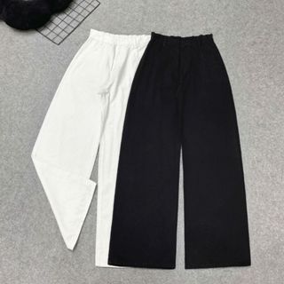 Quần Xuông Bigsize Nữ Kaki Ống Rộng Eo Chun Co Giãn Lưng Cao Tôn Dáng Basic - Q563