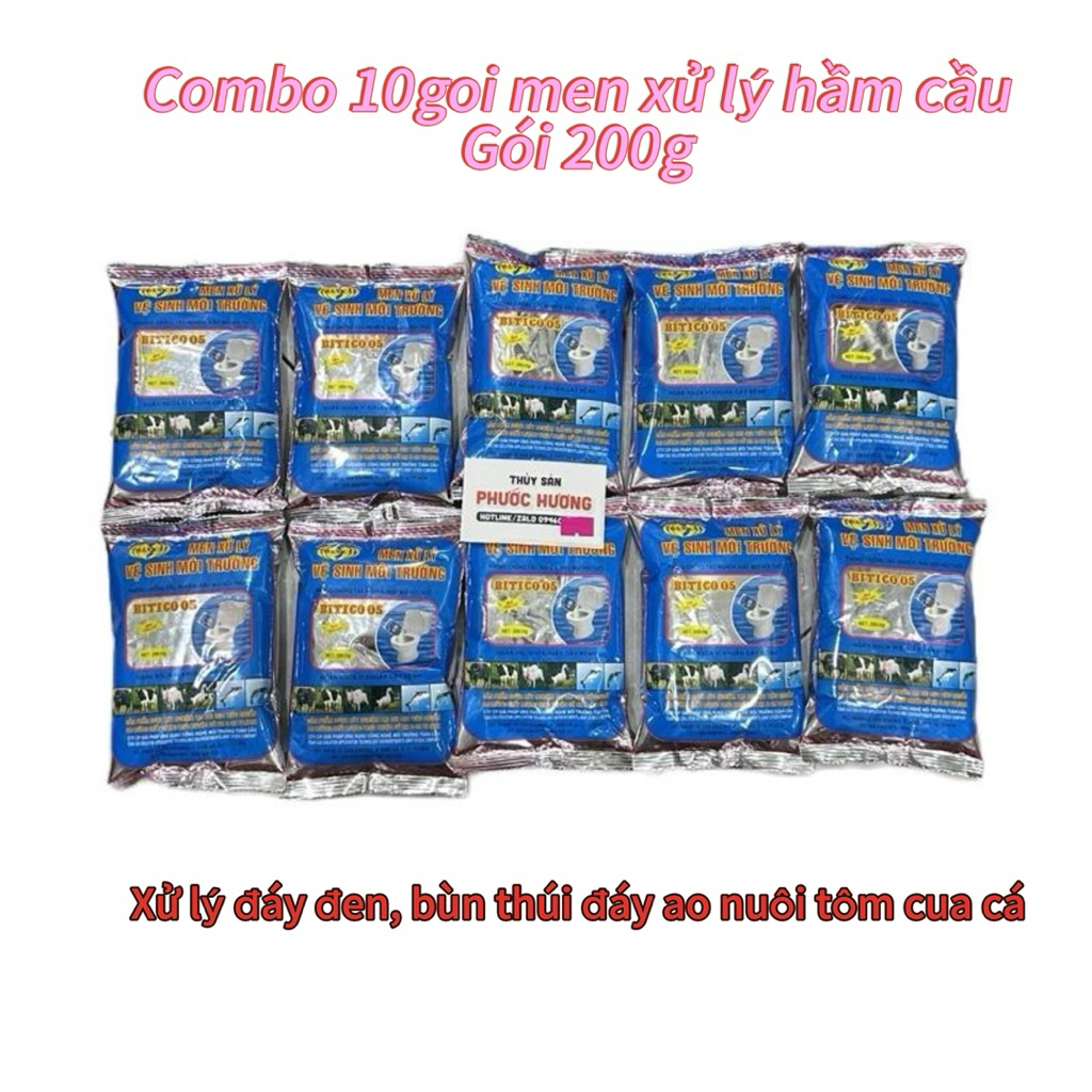 combo 10 gói Men Hầm Cầu[gói xanh]-xử lý đáy ao đen , bùn thúi đáy ao nuôi