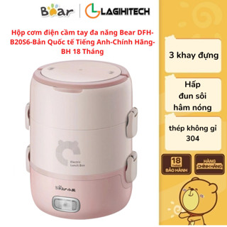 Hộp cơm điện cầm tay đa năng Bear DFH-B20S6 - Bản Quốc tế Tiếng Anh - Chính Hãng - BH 18 Tháng