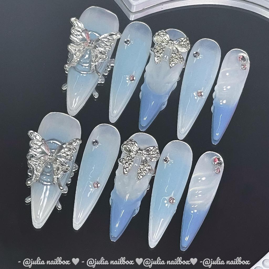 JuliaNailbox Mã 461 Móng tay giả thiết kế thủ công, sơn gel ( tặng kèm keo, miếng dán, dũa, bông lau