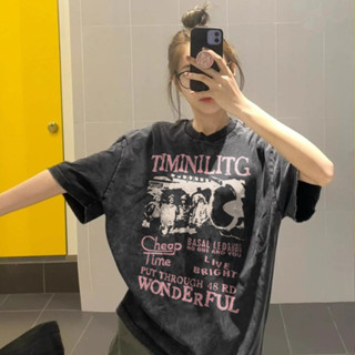  áo phông nữ form rộng nâu xám summer top girl phố âu mỹ salute áo thun local brand 