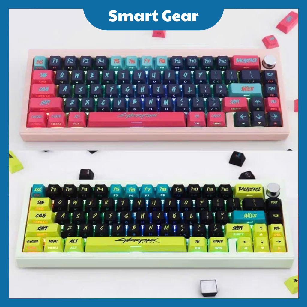 CyberPunk keycap xuyên led siêu ngầu cho bàn phím, pbt Cherry profile