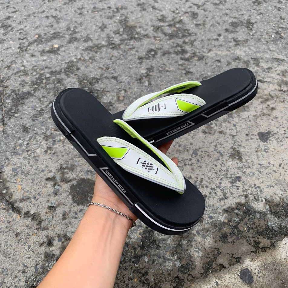 [ Chính Hãng ] - Dép Sneaker Buzz Đen Đế Mới Quai Trắng Chính Hãng