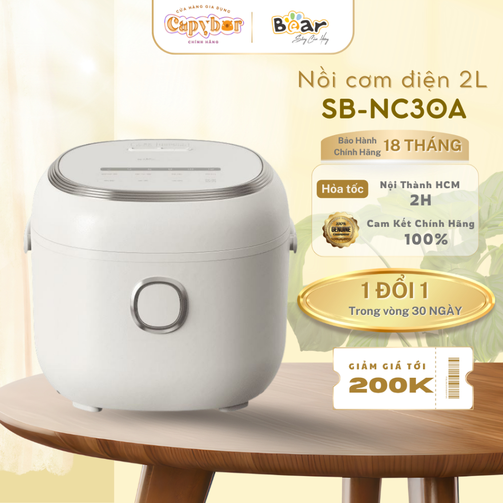 Nồi Cơm Điện Tử Bear Lòng Nồi 5 Lớp Đa Năng Nấu Cơm Nấu Cháo Hầm Hấp Hâm Nóng SB-NC30A