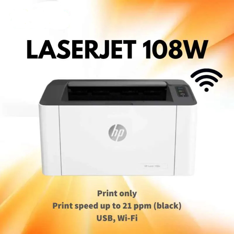 Máy in Laser trắng đen HP 108w Printer (In, Wifi, Trắng)_4ZB80A (bao gồm hộp mực) - Hàng HP Việt Nam