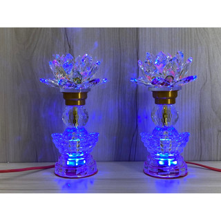 Cặp đèn thờ thỏi vàng pha lê- đèn hoa sen pha lê cao 23cm