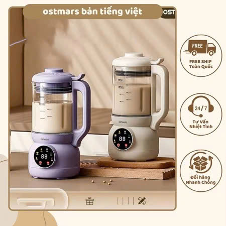  Máy Làm Sữa Hạt OSTMARS PBJ-003   Xay sinh tố đa năng Cối Thuỷ Tinh Bản Tiếng Việt 