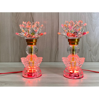 Cặp đèn thờ thỏi vàng pha lê- đèn hoa sen pha lê cao 23cm