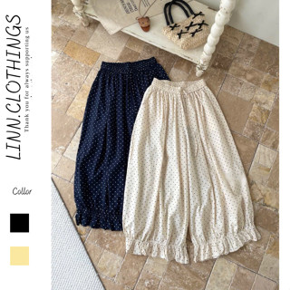  Quần Ống Rộng Nữ Dáng Lửng Chấm Bi Mềm Nhẹ Bo Bèo Hàn Quốc  Quần Ống Bom Gấu Bèo Họa Tiết Châm Bi 